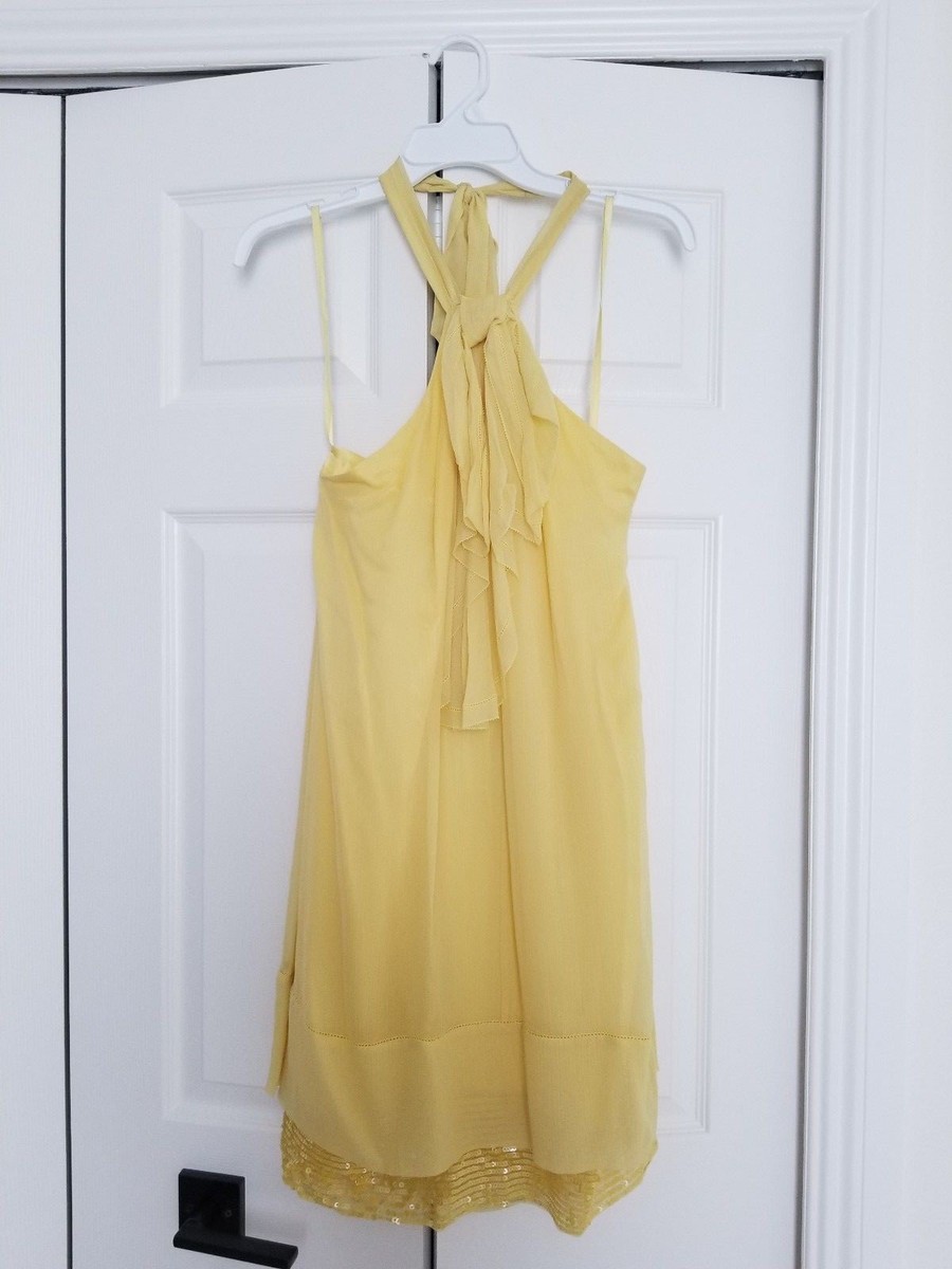 bcbg yellow halter dress NWT BCBGMAXAZRIA BCBG Keelie Keyhole-front Halter Dress M Lemongrass Ret. $198