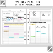 Printed A5 A6 Personal-Size Weekly Planner Insert Refills 50sheets [100Pages]