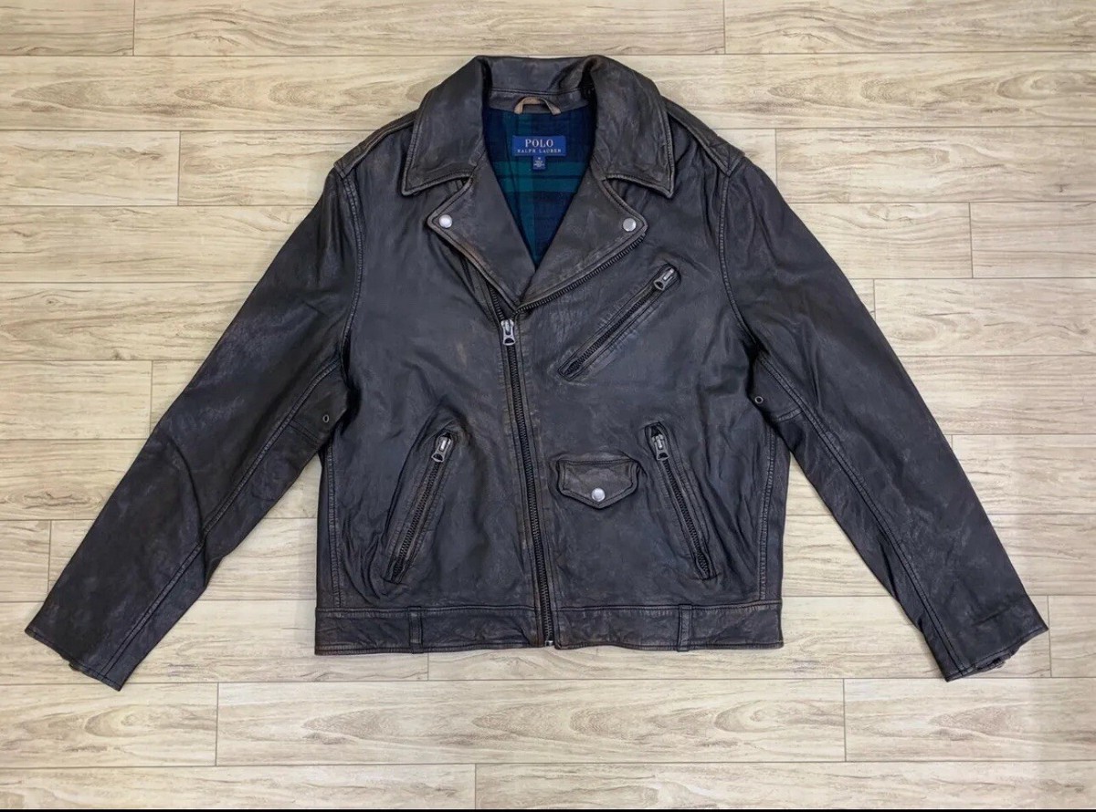 Polo Ralph Lauren Leather Jacket Large RL Iconic Motorcycle Polo Ralph Lauren Leather Jacket Large RL Iconic Motorcycle