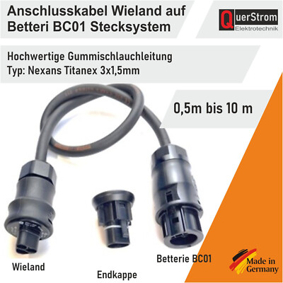 Wieland auf Betteri BC01 Adapter+Endkappe  Gummischlauchleitung Nexans 3x1,5mm²