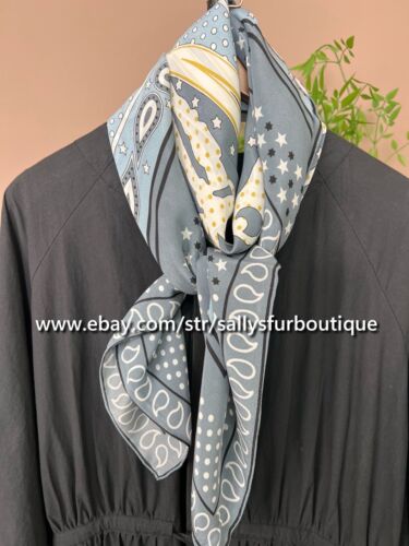 Sallys 100% Chiffon Silk Wrap Scarf Beach Sarong Paisley Saddle Print Shawl 43" - Picture 4 of 18