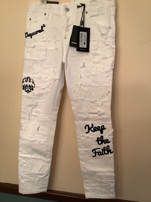 Dsquared2 Cool Girl White Embroidered Distressed Jeans IT 36