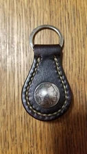 Leather Buffalo nickel Keychain