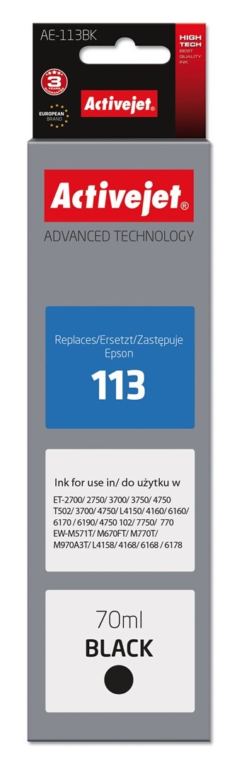 5901443115656 Тонировочный патрон Activejet AE-113Bk аналог Epson 113 C13T06B140 2390₽