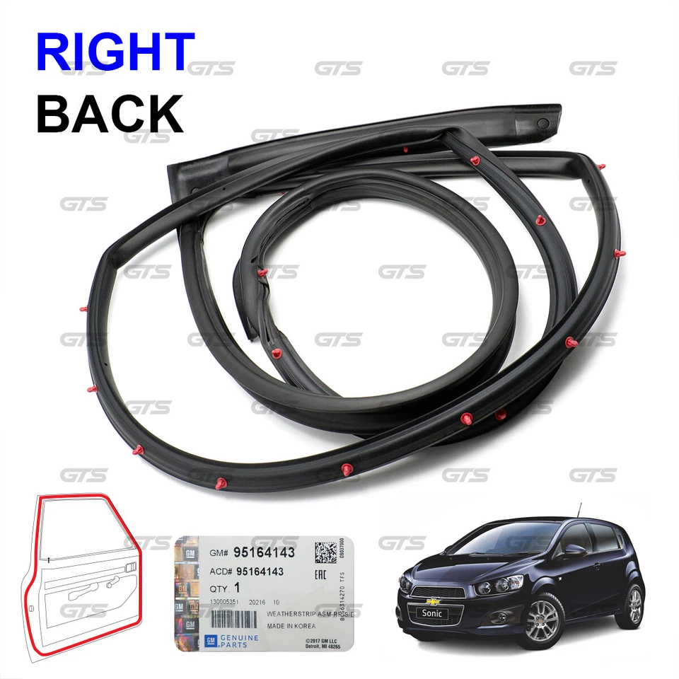 For Chevrolet Sonic Hatchback 2012 '18 Rear Rh Door Rubber Seal Weatherstrip Foto 3 de 4