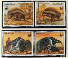 TIMBRE STAMP  4 PARAGUAY Y&T#2154-57 TATOU FOURMILLIER NEUF**/MNH-MINT 1985 ~F19
