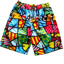 Shocking colorfull Printed Men  s Cloth Polyester Short Pants Chic size 2XL