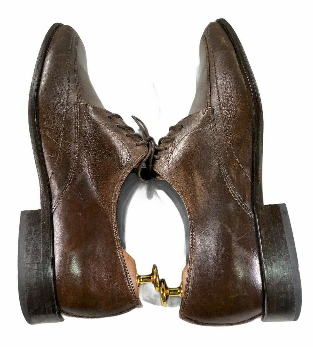 Bostonian Mens Size 9.5M Apron Toe Brown Leather Derby Dress 