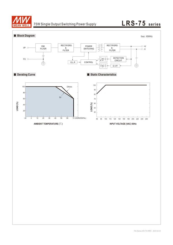 Alimentatore Mean Well LRS-75-15 volt Led 75watt 230v Power Supply Trasformatore - Immagine 4 di 4