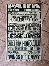 Vintage 1930s-40s Park Theatre Cobleskill Window Card Poster With Jesse James 