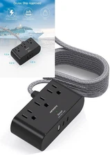 10 Ft Ultra Thin Flat Extension Cord, HANYCONY Black Plug 10 Ft, 