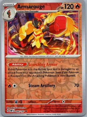 Pokemon - Obsidian Flames - 044/197 Armarouge - Reverse Holo - NM/M