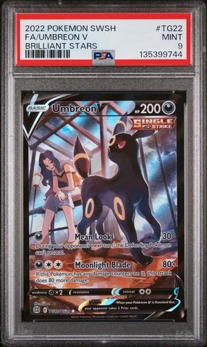 2022 POKEMON SWORD & SHIELD BRILLIANT STARS #TG22 FULL ART/UMBREON V PSA 9