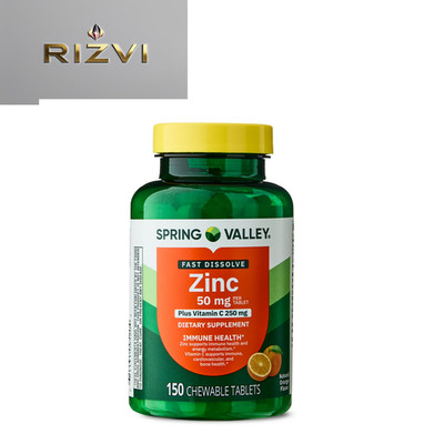 Spring Valley Fast Dissolve Zinc with Vitamin C Chewable Tablets for Immune Heal
