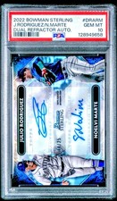 2022 Bowman Sterling Dual Auto /25 Noelvi Marte Julio Rodriguez PSA 10 Rookie RC
