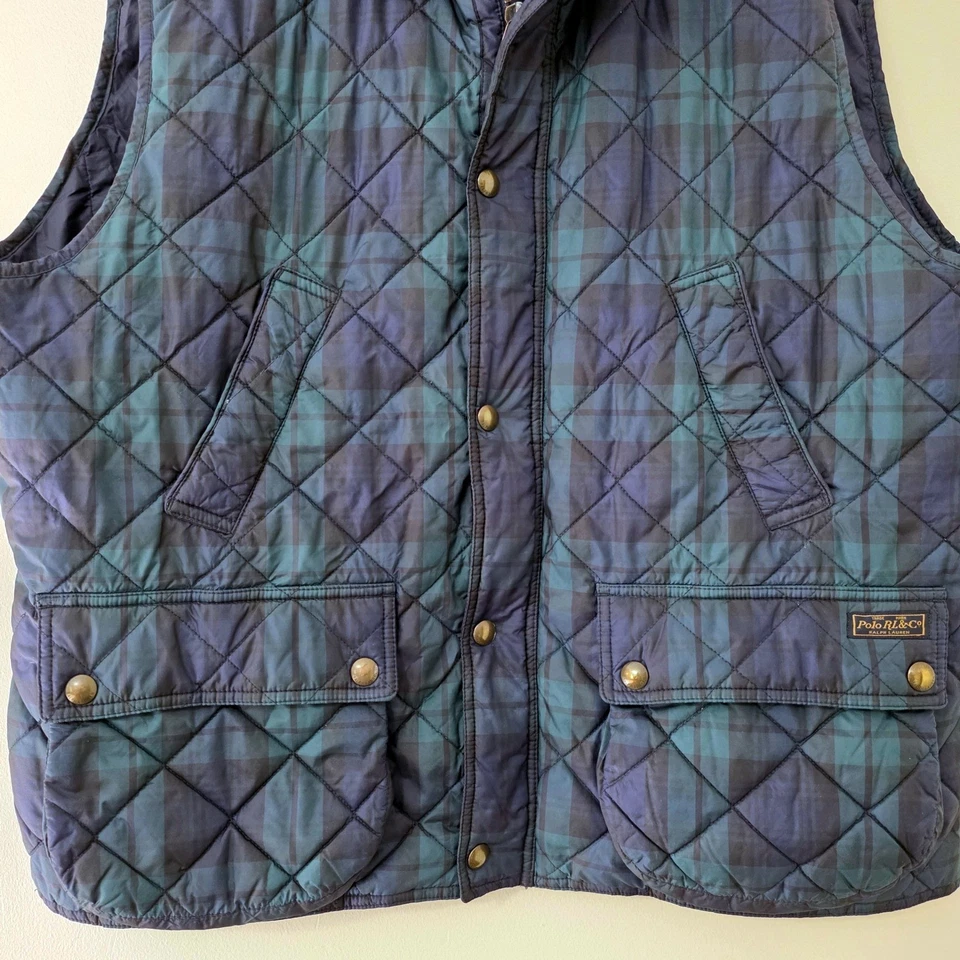 Polo Ralph Lauren Plaid Vest Sz XXL Tartan Quilted Insulated Outdoor Equestrian - Image 3 of 4