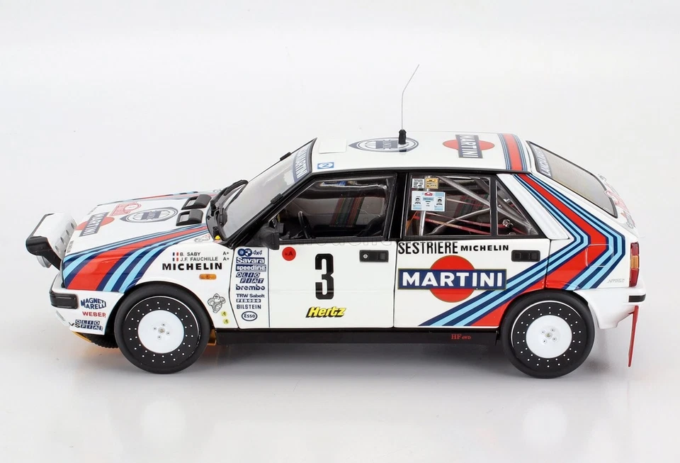 MODELLINO AUTO STATICO KYOSHO LANCIA DELTA HF MARTINI RALLY MONTECARLO 1988 SABY - Immagine 3 di 4