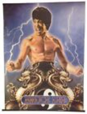 19164 - High-Quality Bruce Lee Commemorative Scroll with Dynamic Lightning Desig