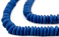 Ocean Blue Ashanti Saucer Beads 12mm Ghana African Glass Large Hole Handmade