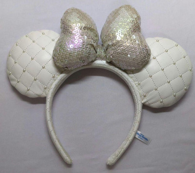 Disney Minnie Mouse weiß Pailletten Perlen Stirnband Tokyo Disneyland Ohren