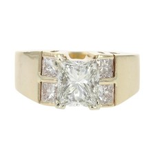 GIA 2.59ctw Princess Diamond w/ Accents Engagement Ring 14k Yellow Gold Size 5.5