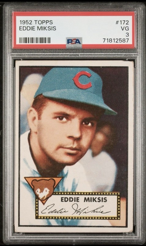 1952 Topps - Eddie Miksis #172 - PSA 3