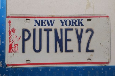 New York NY License Plate Vanity Putney Vermont VT Putney2 Last Name