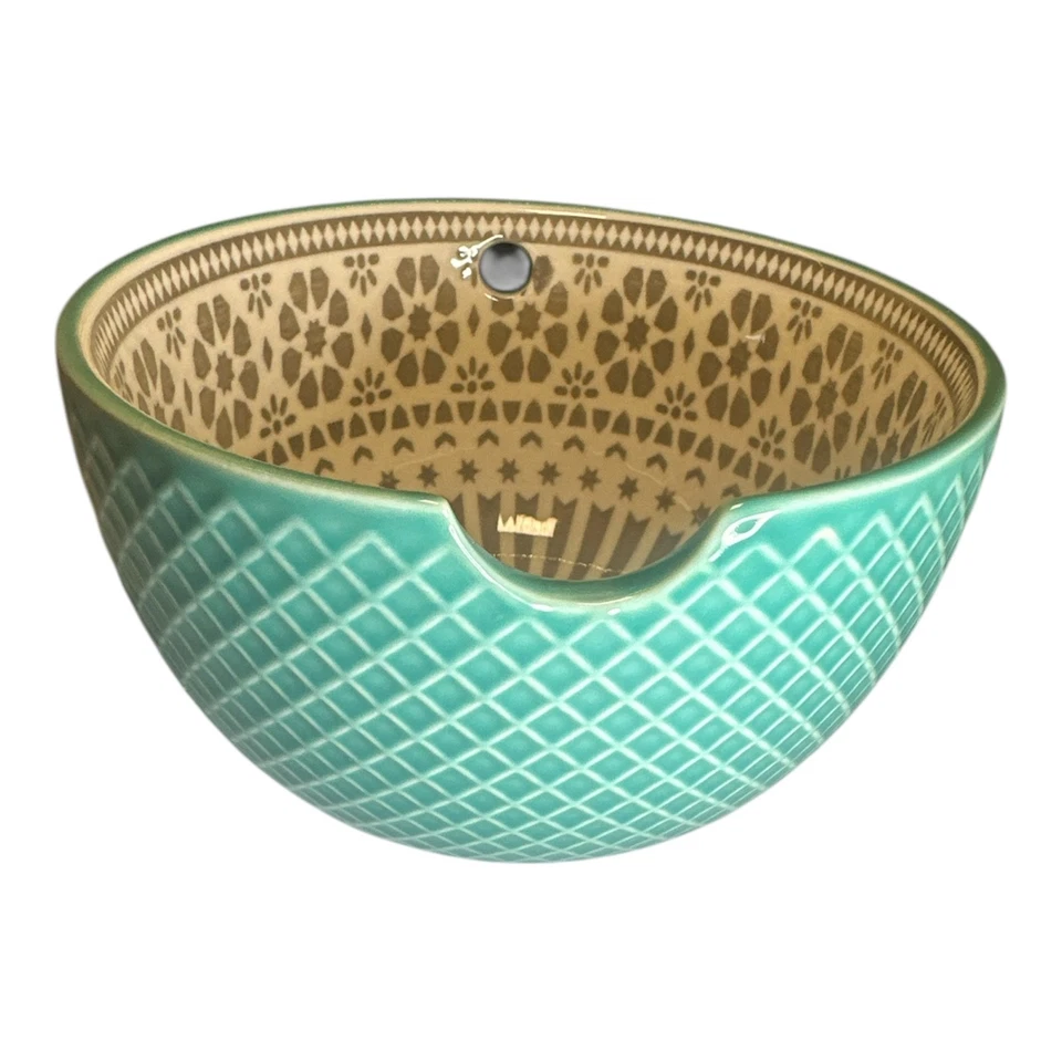 Firma Turquesa Hilo Cuenco Cerámico Recorte Crochet Tejer Soporte Gres Foto 2 de 4