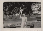 Women Smiling Hi Low Bar Beer On Tap Sign Tavern Americana VINTAGE PHOTO Teeter