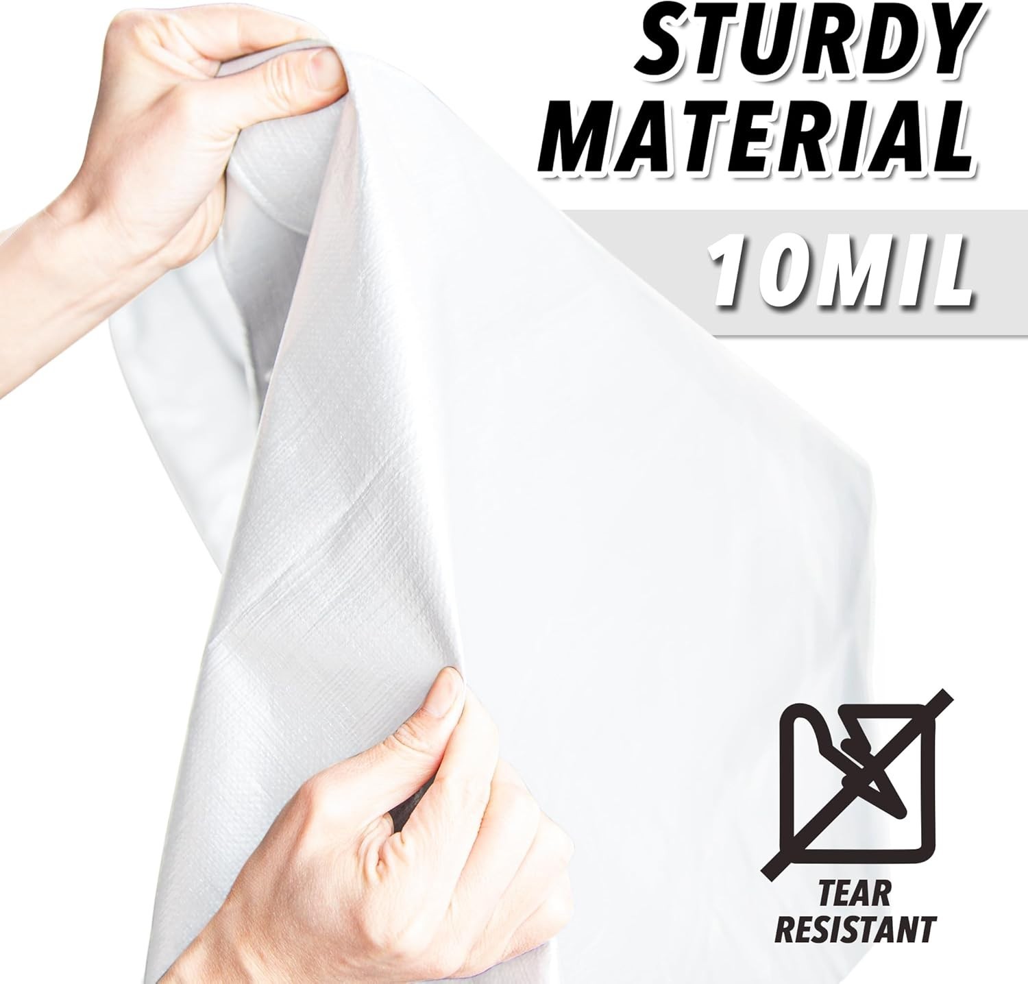 10 Mil White Poly Tarp 12x16 Feet - Dustproof and Waterproof Protection