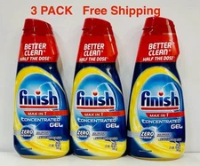 Finish Max in 1 Concentrated Gel Dishwasher Detergent Lemon Degreaser 26oz 3PACK