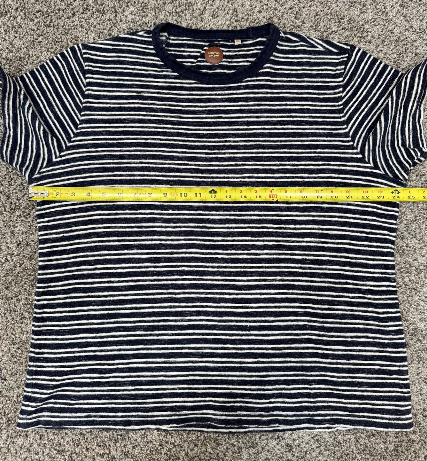 Common People Striped T Shirt XL Navy White Cotton Short Sleeve Crew Neck image 8