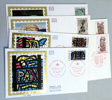 6 France FDCs -- Red Cross -- Semi Postals -- Silk Cachets