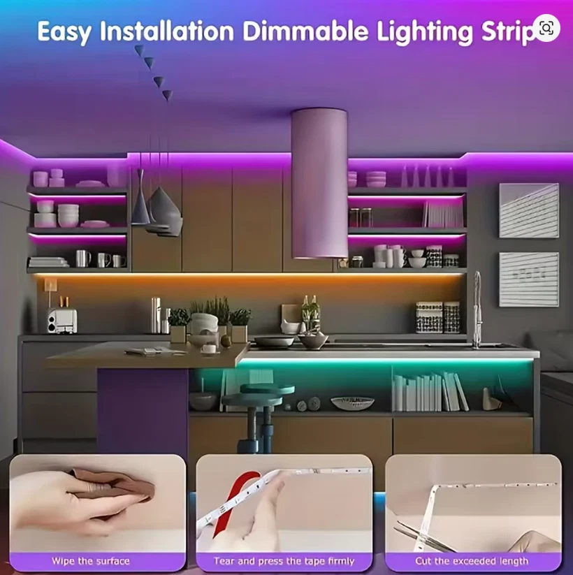 Striscia LED RGB con Telecomando IR 24/44 Tasti USB TV Camera Gaming - Immagine 4 di 4