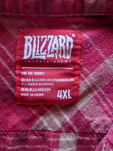 Camisa de franela Blizzard WoW para hombre 4XL Horda roja a cuadros manga larga World Warcraft - Imagen 4 de 5