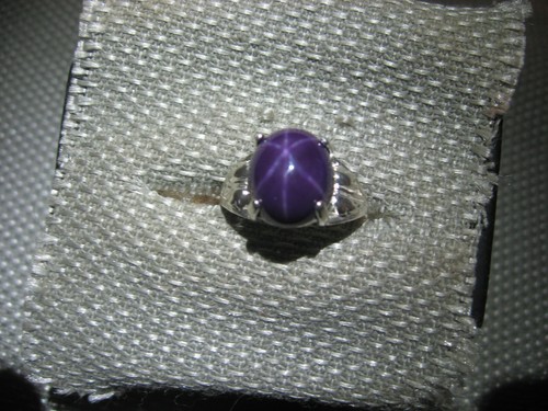 12X10MM PLUM PURPLE LINDE STAR SAPPHIRE RING 925 STERLING SILVER SIZE 8 - Picture 6 of 6