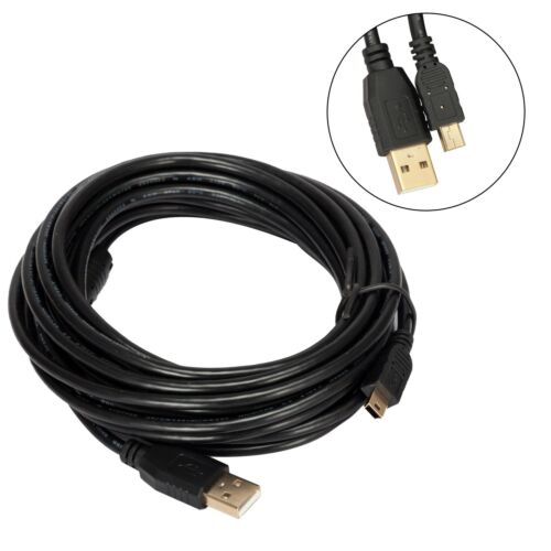 5M Long 2.0 Mini USB Bronze Data Cable Fast Charger Cable Cord For Camera PC - Picture 1 of 6