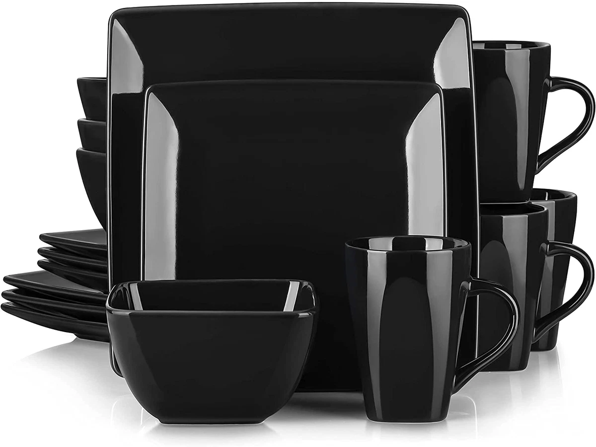 Black square top dinnerware sets