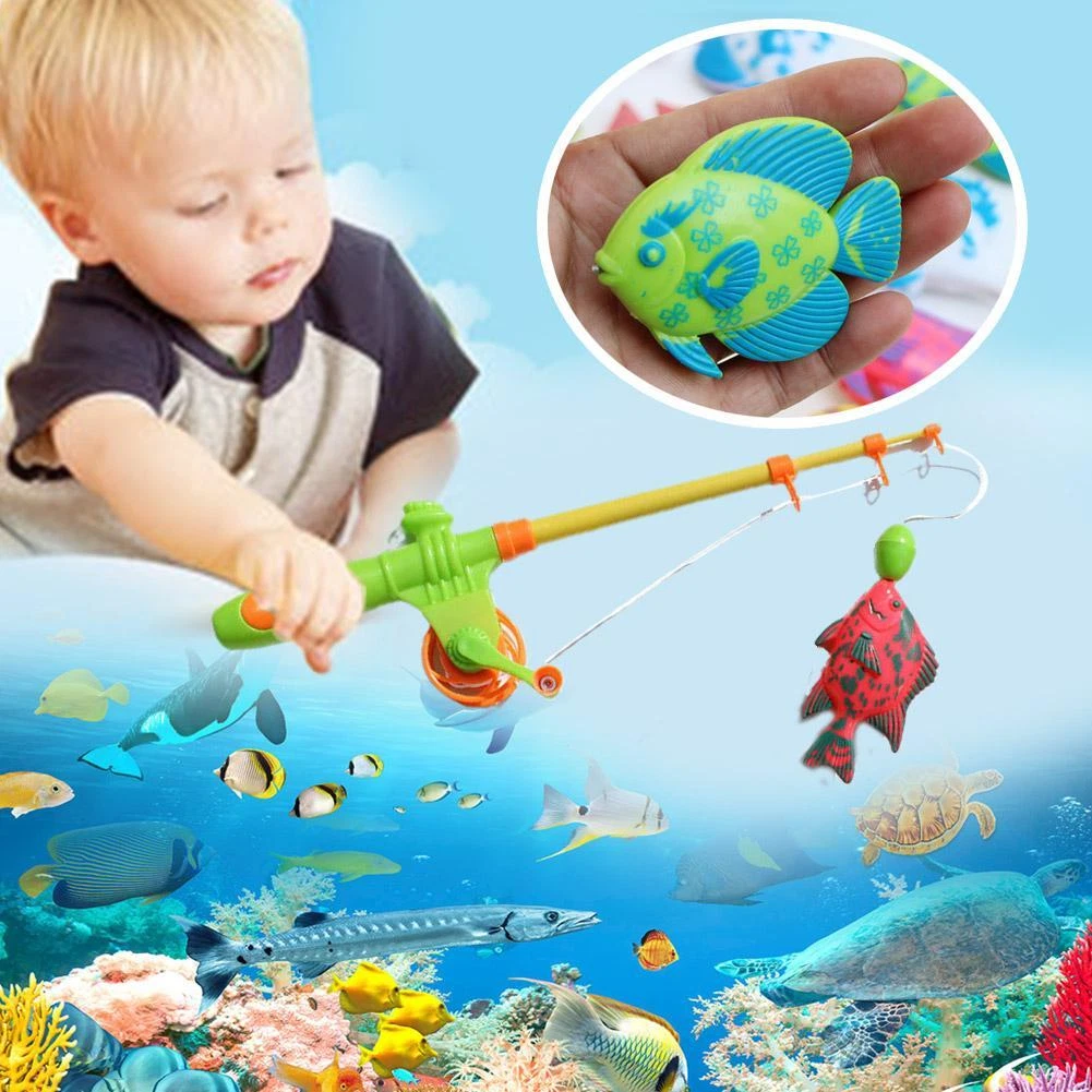 6X Magnetic Fishing Toy Kids Game 3D Fish Baby with Funning Bath