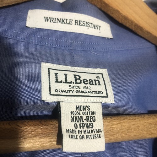 LL Bean Shirt Men’s 3XL Blue Button Down Big & Tall Wrinkle Resistant - Picture 7 of 9