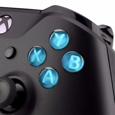 NEW XBOX ONE 1 CUSTOM MOD ABXY W/LETTERS REPLACEMENT BUTTON SET KIT (LIGHT BLUE)