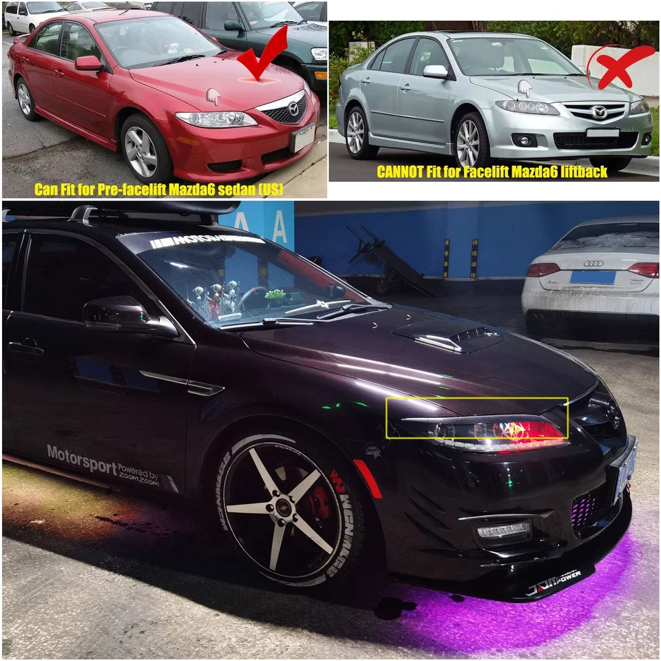 Real Carbon Fiber Eye Lid Brow Eyelid Headlight for Mazda 3 Mazda3 Sedan 2003 08 — 第 3/4 张图片