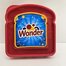 2010 Evriholder Wonder Bread Sandwich Packer School Lunch Box Red Logo Plastic