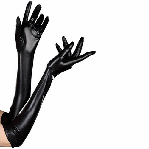 Sexy Guantes Elásticos de Cuero Sintético Look Húmedo Brillante Prendas para club nocturno Guantes de baile - Imagen 9 de 17