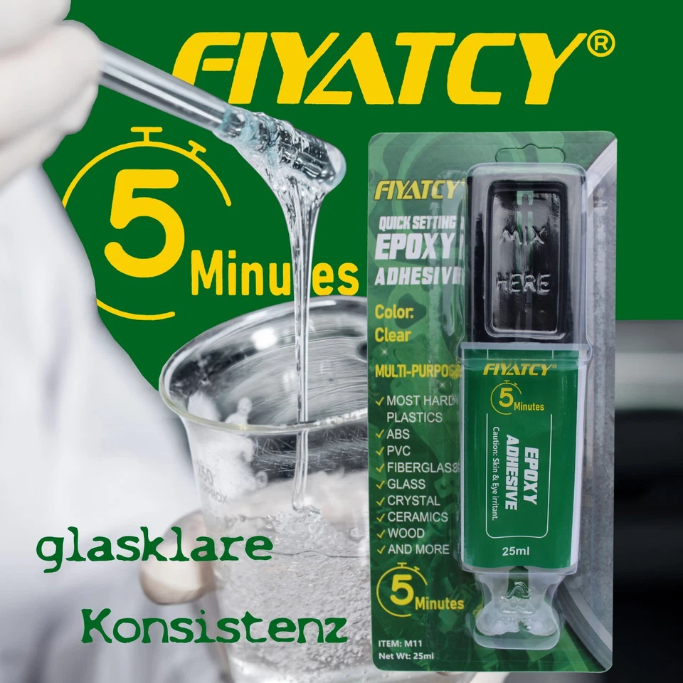 5-Minuten Epoxy Epoxidharz Epoxykleber 2 Komponenten Kleber Schnellkleber - Bild 3 von 4