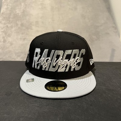 Las Vegas Raiders Hat Cap Fitted Mens 7 1/2 Black Gray NFL Football New Era