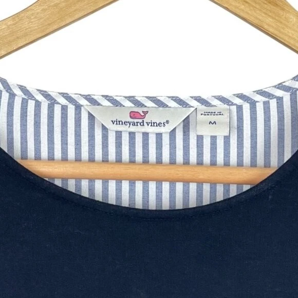 Suéter VINEYARD VINES Azul Marino Rayas Seersucker Espalda Talla Mediana Foto 2 de 4