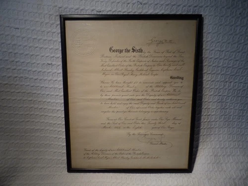 WW2 Military OBE Order British Empire Medal Certificate – RAMC Medical Corps