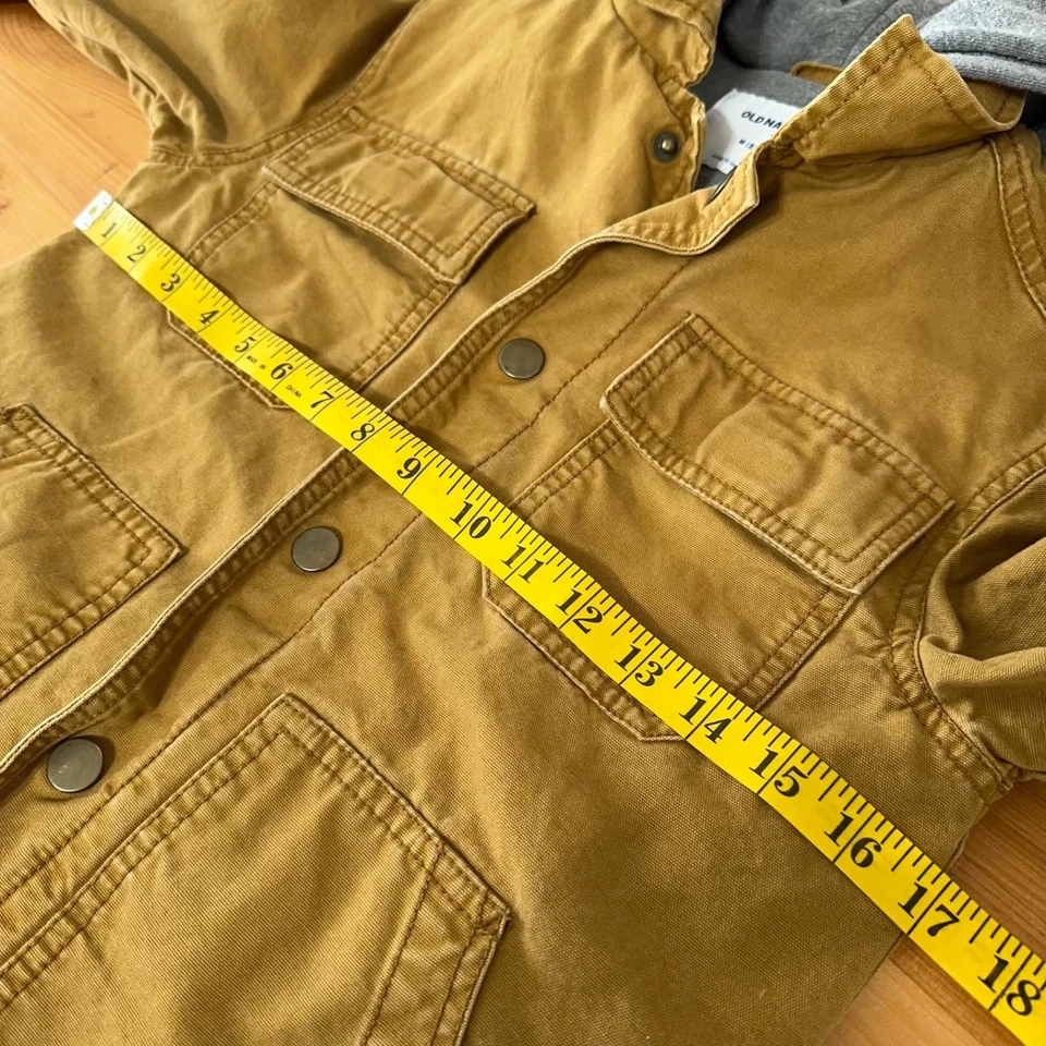 Old Navy Jacket Boys M 8 Chore Utility Barn Canvas Workwear Hooded Lined - Image 3 of 4