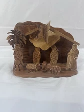 Musical Nativity Scene Set Holy Land Hand Carved Olive Wood Grown in Bethlehem